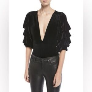 MISA LOS ANGELES REVOLVE LINDE PLUNGING BODYSUIT IN BLACK ✨